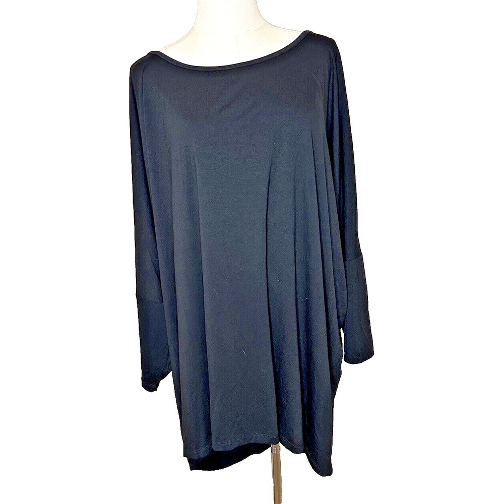 NWT Zim & Zoe Stretchy Flowy Black Top Bamboo 3/4 Sleeve 26/28